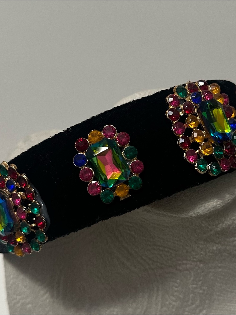 Multicolor Crystal Cluster Velvet Headband’s